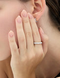 Essence Silver (W) Lab Diamond Half Pave Ring 0.1CT
