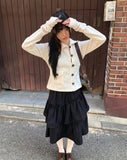 Puan High-Neck Button Knit Cardigan