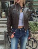 Oul vintage washing biker leather jacket