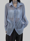 Wilbeu Choker See-Through Shirt