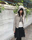 [MADE] B-Pie Frill Pocket Two-Way Zipper Neck String Windbreaker Hooded Zip-Up