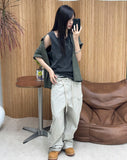 Toil Vintage Henley Neck Ribbed Sleeveless