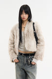 Mio non-closing open fur jacket