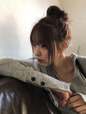 Hito Wrap Button Slim Hood Knit
