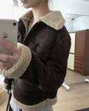 Renee Crop Wool Big Pocket Mustang Jacket