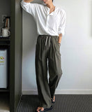 Summer Linen Pintuck Wide Pants
