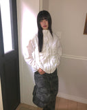 Puhi Ribbon Shirring Windbreaker Zip-up