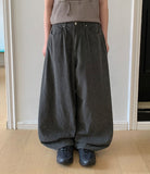 Coden Crack Washing Cotton Pintuck Wide Pants