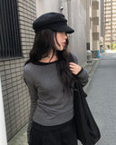 [MADE] Border Layered Tencel Long Sleeve T-shirt