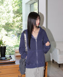 Burming Pigment Solid Pile Balloon Two-Way Hood Zip-Up