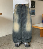 Shokumo washing wide denim pants