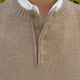 Dense Lambs Wool Henley Neck Knit
