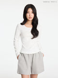 W Basic Round Square Neck Long Sleeve