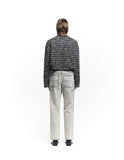 MIXED BOUCLE COLLAR KNIT LONG SLEEVE
