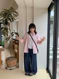 Nenbi banding wide denim pants