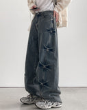 Soil Washing Cross Denim Pants