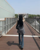 Chunky Damage Washing Denim Bootcut Pants