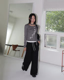 [Scarf Set] Pring Flower Printed Round Long Sleeve T-shirt