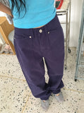Oscar Color Cotton Herringbone Semi-Wide Pants