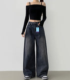 Hem Snap Four-Season Banding Long Wide Denim Pants