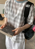 Yoha Color Matching Check Short Sleeve Tee