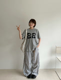 Ahonf Seersucker Check Banding Wide Pants