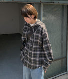 Kdanto Check Hood Long Sleeve Shirt