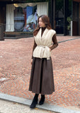 Chase Pleated Leather Long Skirt
