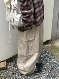 Common Pintuck Cotton Cargo Wide Pants