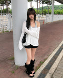 Beats Two-Button Deep V-Neck Long Sleeve
