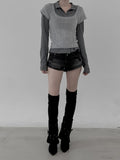 Mary Square Fur Knit Short Sleeve