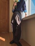 Low Adjust Cotton Two Tuck Slacks