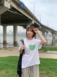 Donteco Heart Check Patch Short Sleeve T-shirt