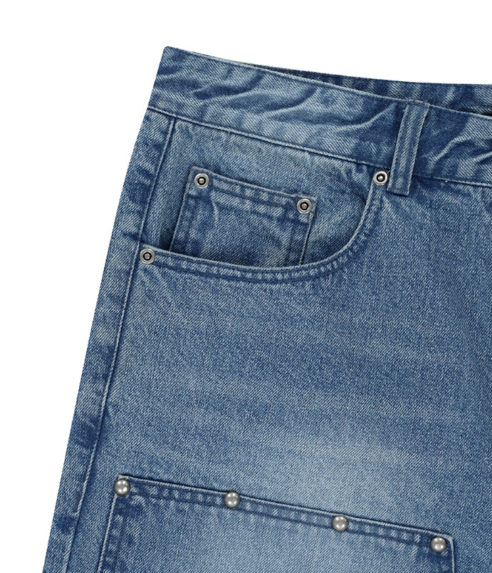 【mahagrid】25SS★ DYED DOUBLE KNEE SHORT mahagrid/マハグリッド』 STUD DOUBLE KNEE DENIM SHORT