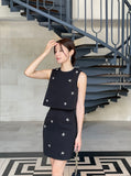 Dimael Sleeveless Blouse Mini Skirt Set