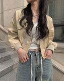 Midyu Leather Crop Blouson Jumper
