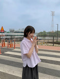 [BAONHAUS] Pohill Stripe Short Sleeve Blouse