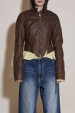 short cutting leather jacket