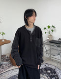 Lucene Two-Tone Fingerhole Henley Neck Knit