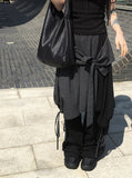 Tujeu Check Wrap String Layered Skirt