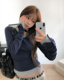 Burnt V-neck Button Long Sleeve