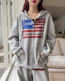 America Crop Hooded Zip-Up