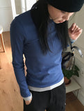 Arts Color Matching Layered All-in-one Crop Long Sleeve T-Shirt