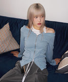 SOFT OFF SHOULDER ZIP-UP