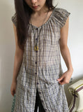 Use Check Puff Shirring Layered One Piece