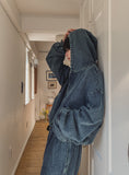 Detro Denim Track Hood Zip-Up