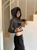 Teener Printed Two-Way Cropped Hood Zip-Up