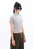 Uno ribbed half turtle-neck crop T-shirt