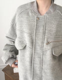 [Quilted lining] Polva brush mohair zipper blouson jumper