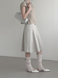 Cotton Gored Flare Midi Skirt